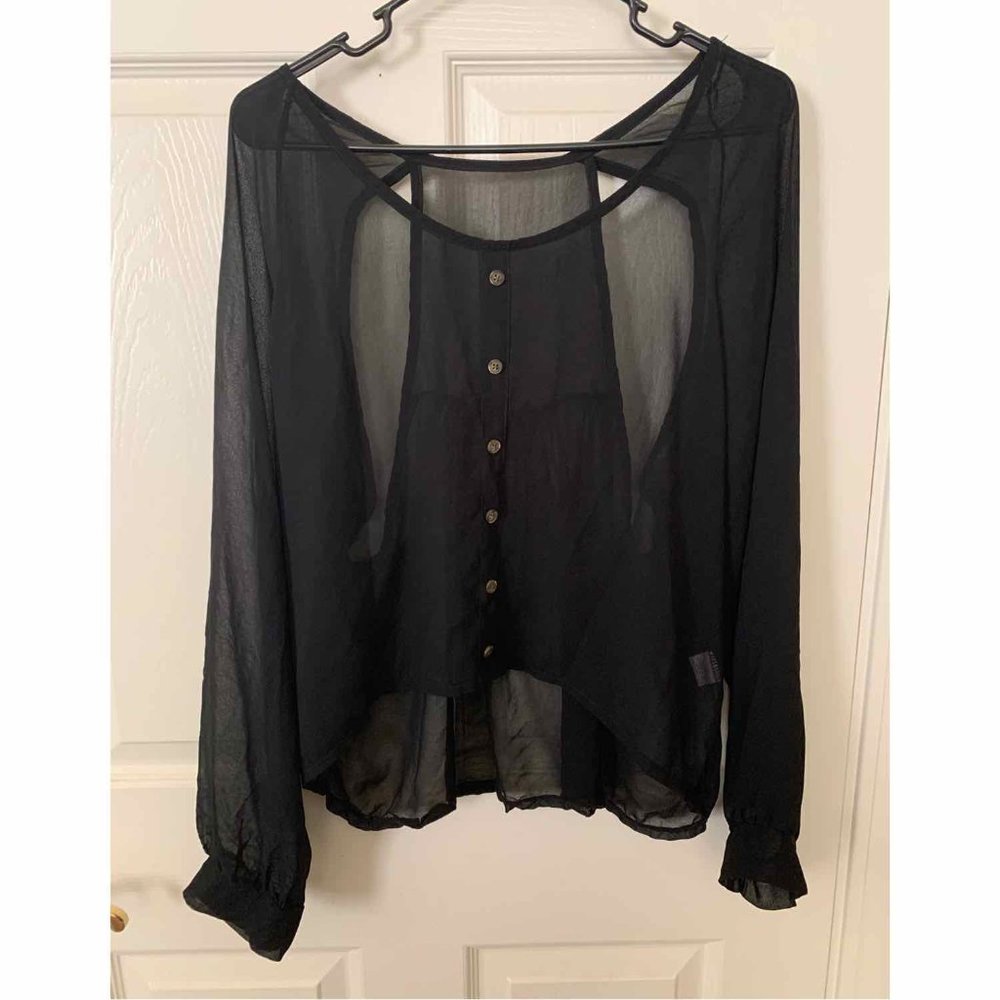 Made in Italy Black Sheer Long Sleeve Top